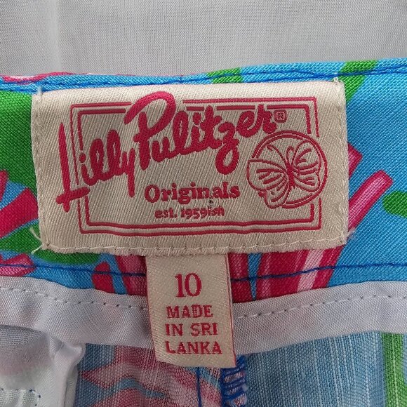 NWOT Lilly Pulitzer Blue Pink Resort Fit Beach Vacation Cropped Pants10 - Picture 11 of 16